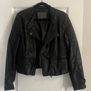NWOT! Black Quilted Faux-Leather Moto Jacket